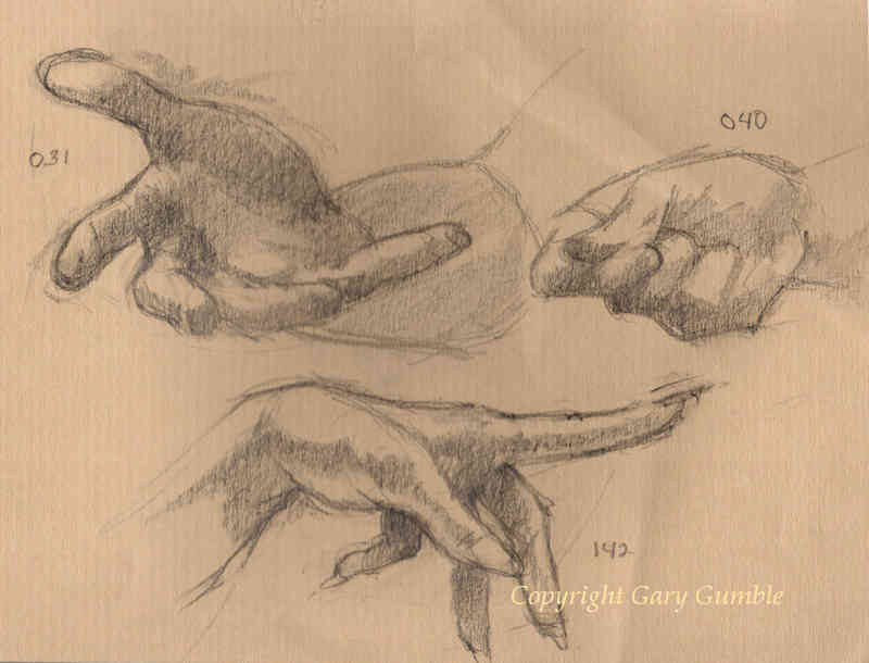 Sketchbook page of hand drawings.