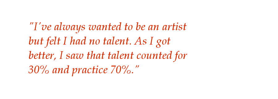 Aspiring artist quote about the importance of practice rather than talent.